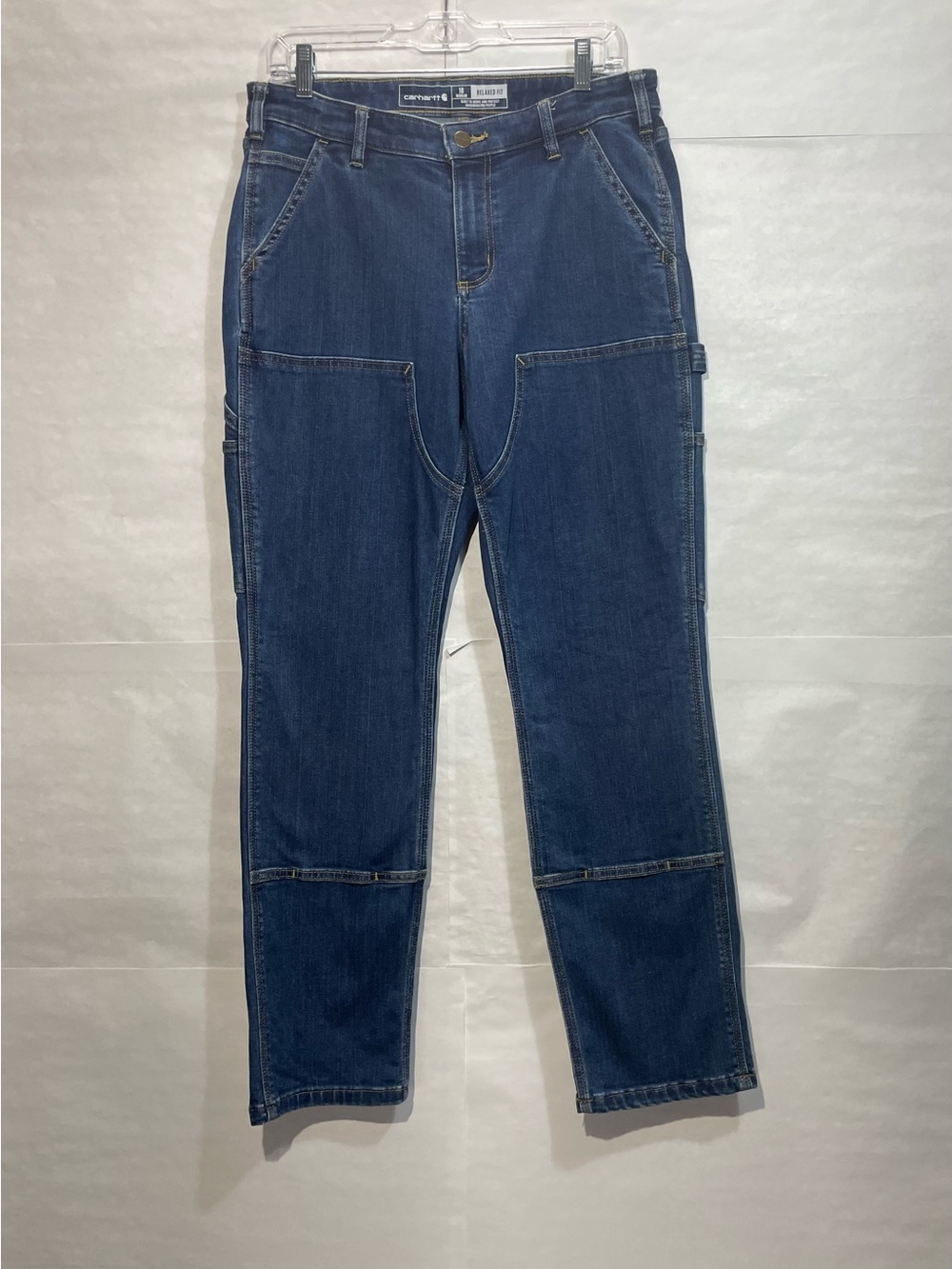 Carhartt Women's 10 Rugged Flex Relaxed Fit Double-Front Blue Jeans EUC
